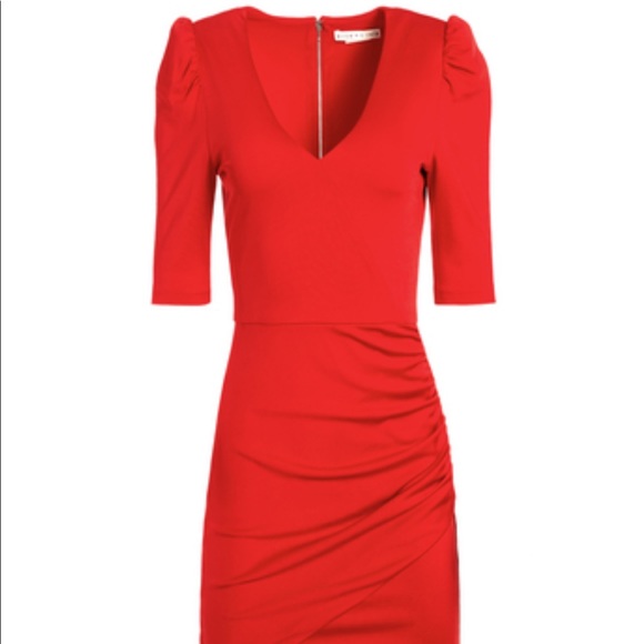 ALICE + OLIVIA JUDY RUCHED RED MINI DRESS SIZE 2 - Picture 2 of 7